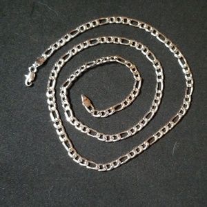 925 silver plated figaro chain, 4 mm